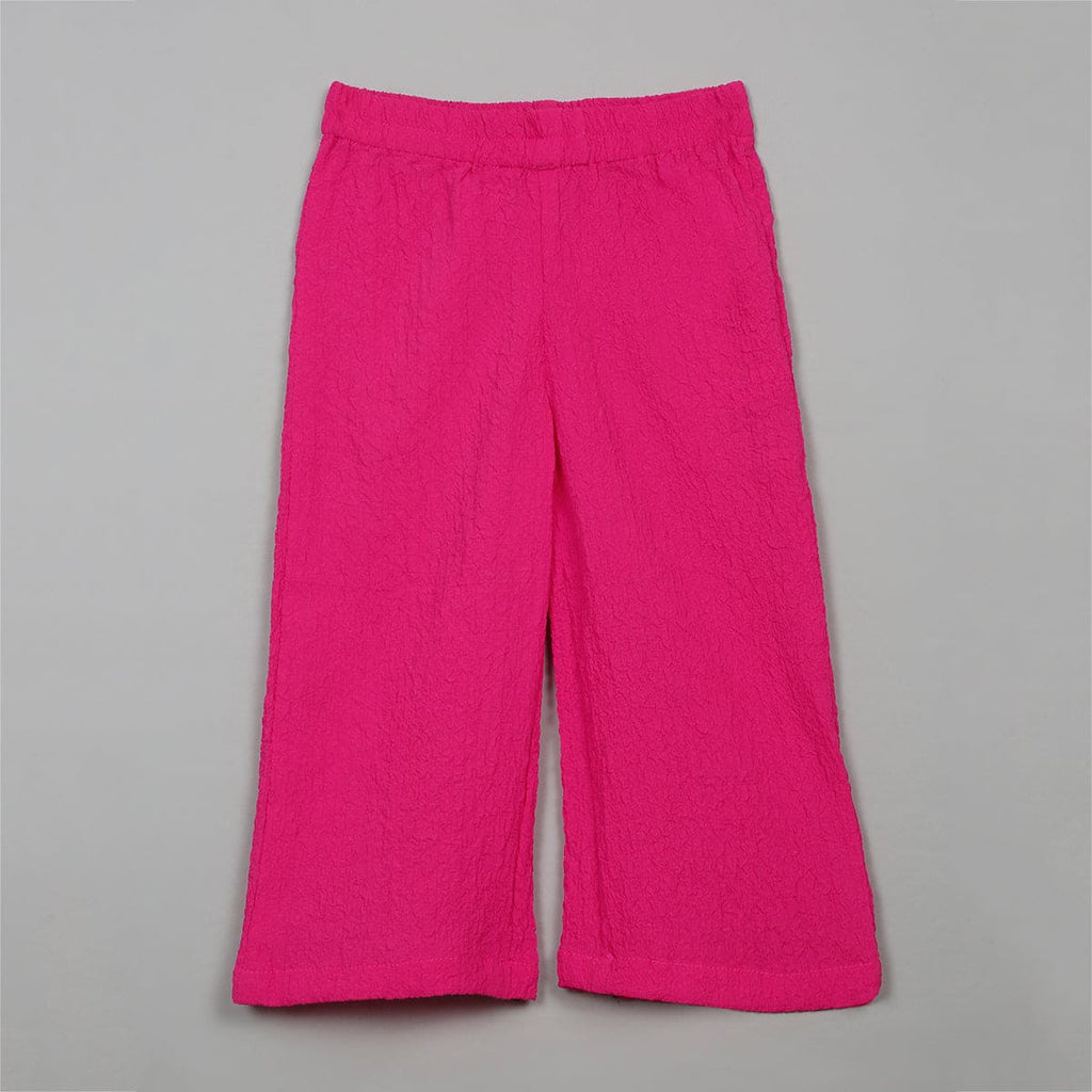 Girls Pink Elasticated Straight Pants Pants Pink 1-2 Y