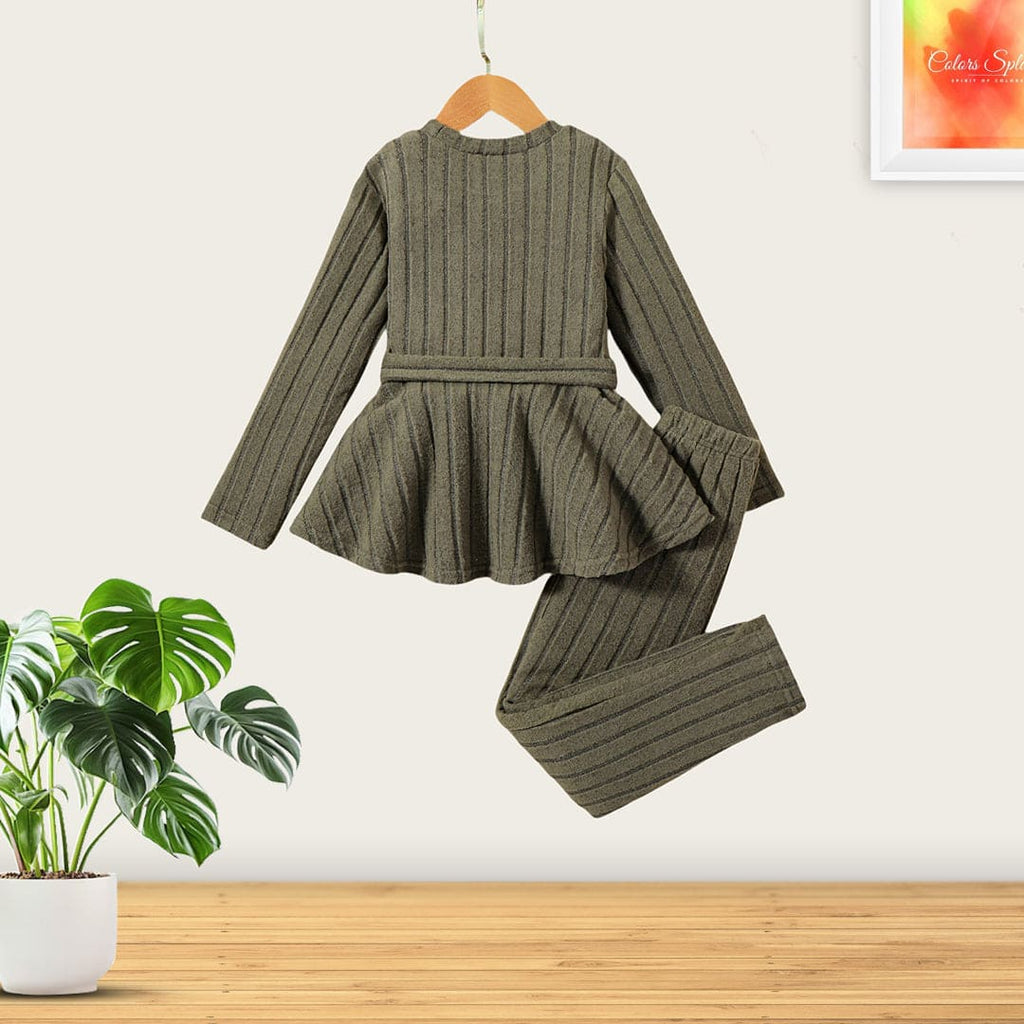 Girls Green Long Sleeve Top With Pants Set Sets Green 4-5 Y 
