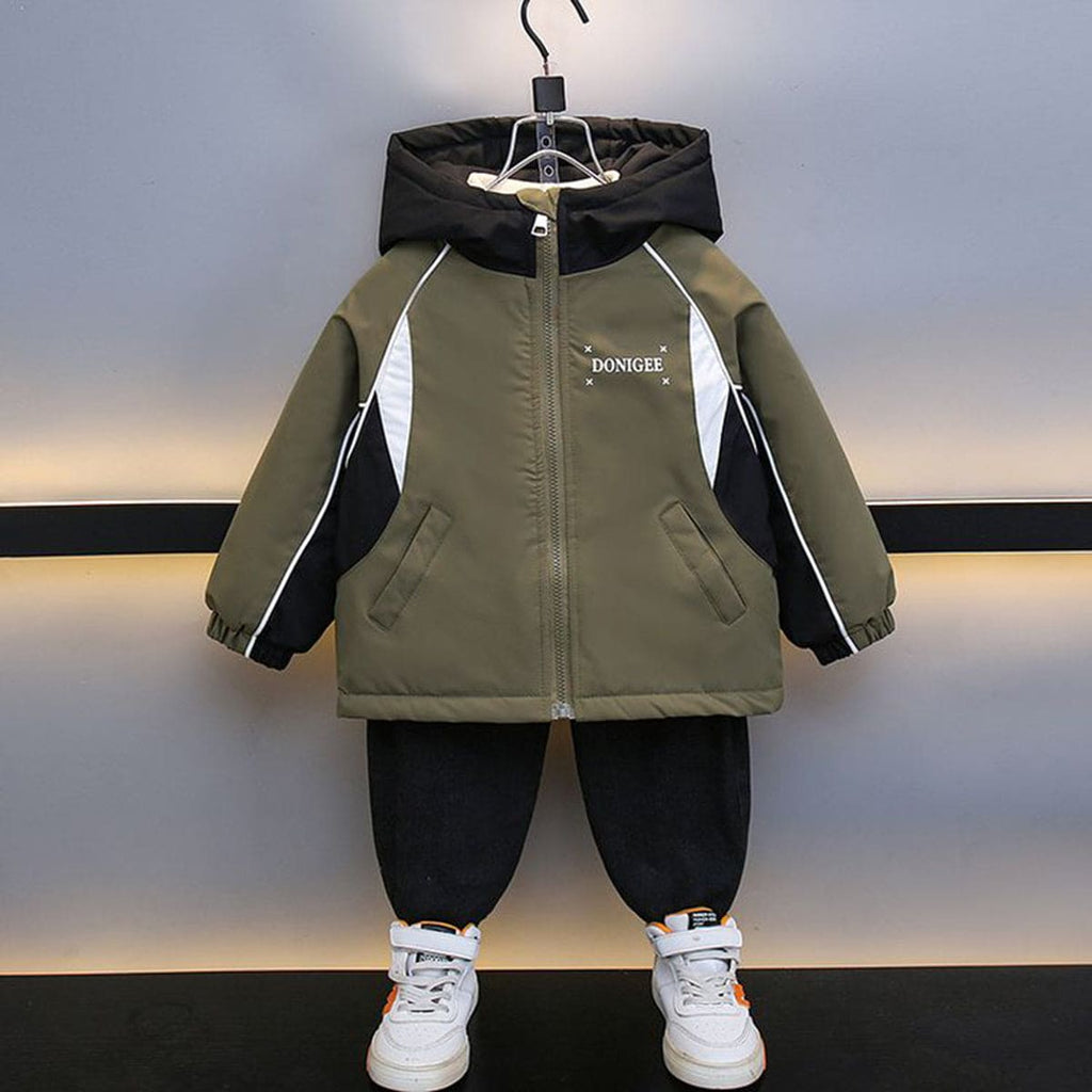 Boys Green Long Sleeve Color-blocked Hooded Bomber Jacket Coats & Jackets Green 1-2 Y