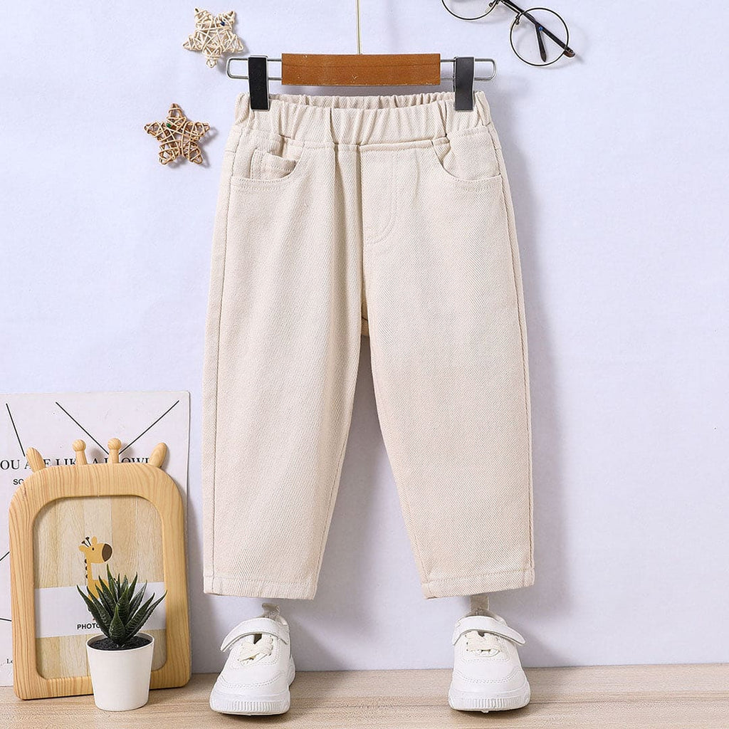Boys Beige Textured Elasticated Pants Pants Beige 6-9 M 