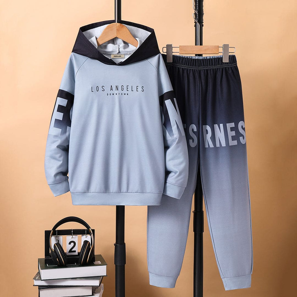 Boys Grey Ombre Print Hooded Sweatshirt with Trouser Set Sets Grey 8-9 Y 