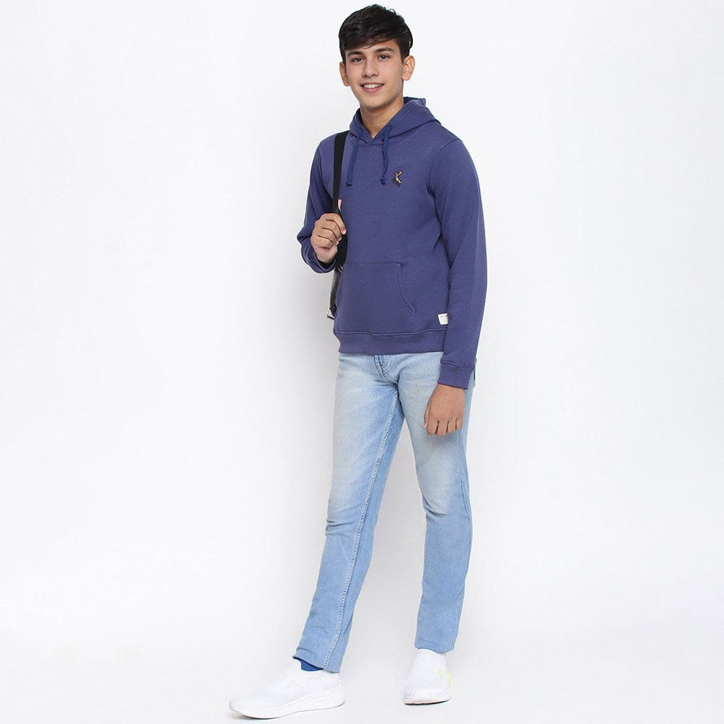 Boys Navy Blue Full Sleeves Hooded Sweatshirt Sweatshirts & Hoodies Navy Blue 7-8 Y