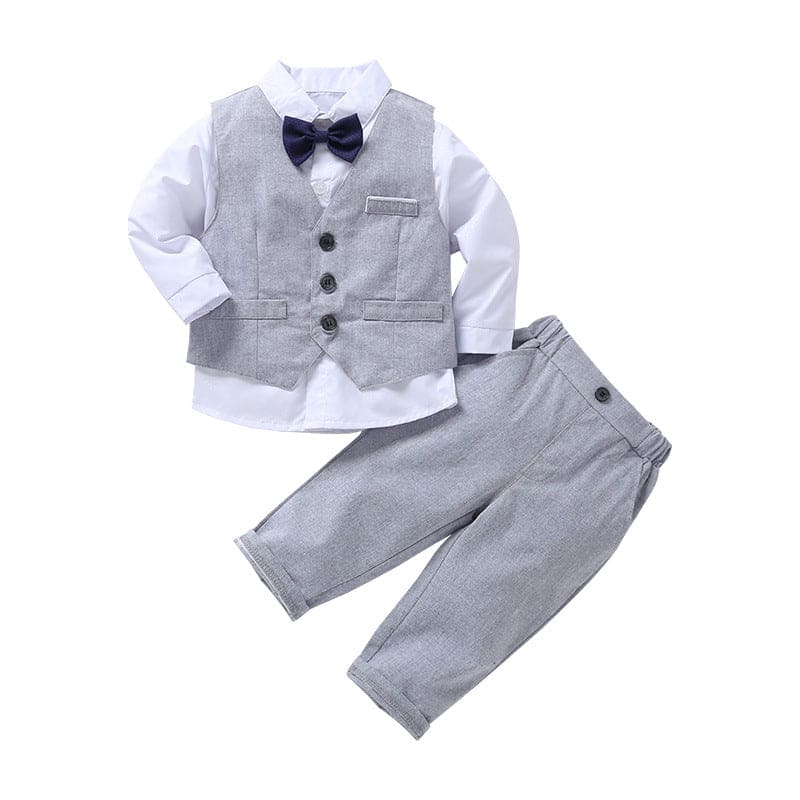 Boys Shirt & Trousers with Waistcoat 3pc. Suit Set 3 pc. Sets Gray 1-2 Y 