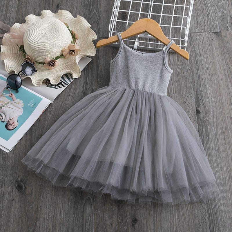 Girls Strappy Dress Casual Dresses Grey 2-3 Y 