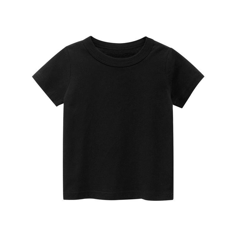 Boys Short Sleeve Round Neck T-Shirt Tshirts Black 1-2 Y 