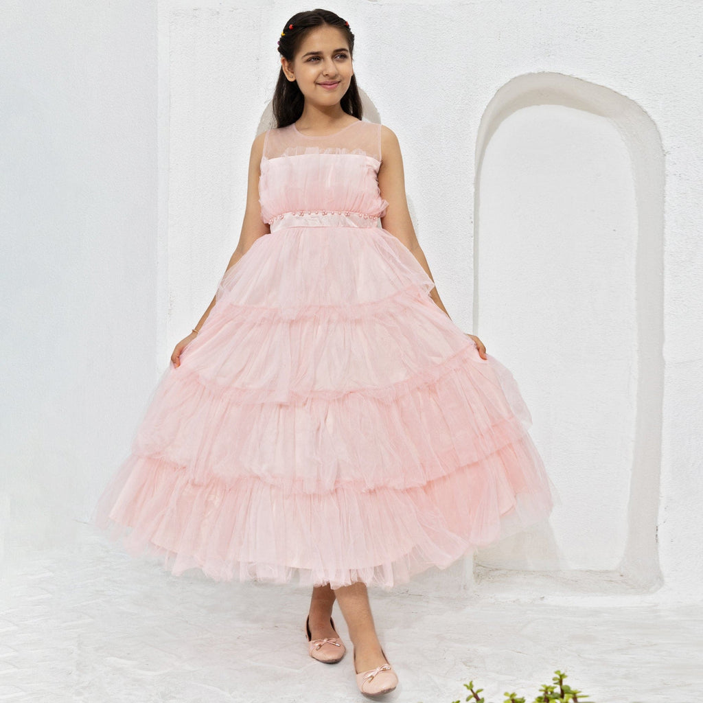 Girls Party Bouquet Gown Casual Dresses Pink 4-5 Y 