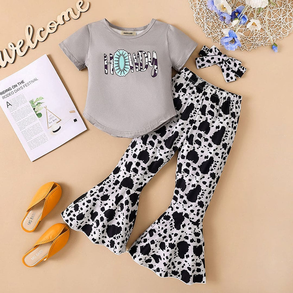Girls Printed T-shirt & Flared Pants Set Sets Style 1 4-5 Y 