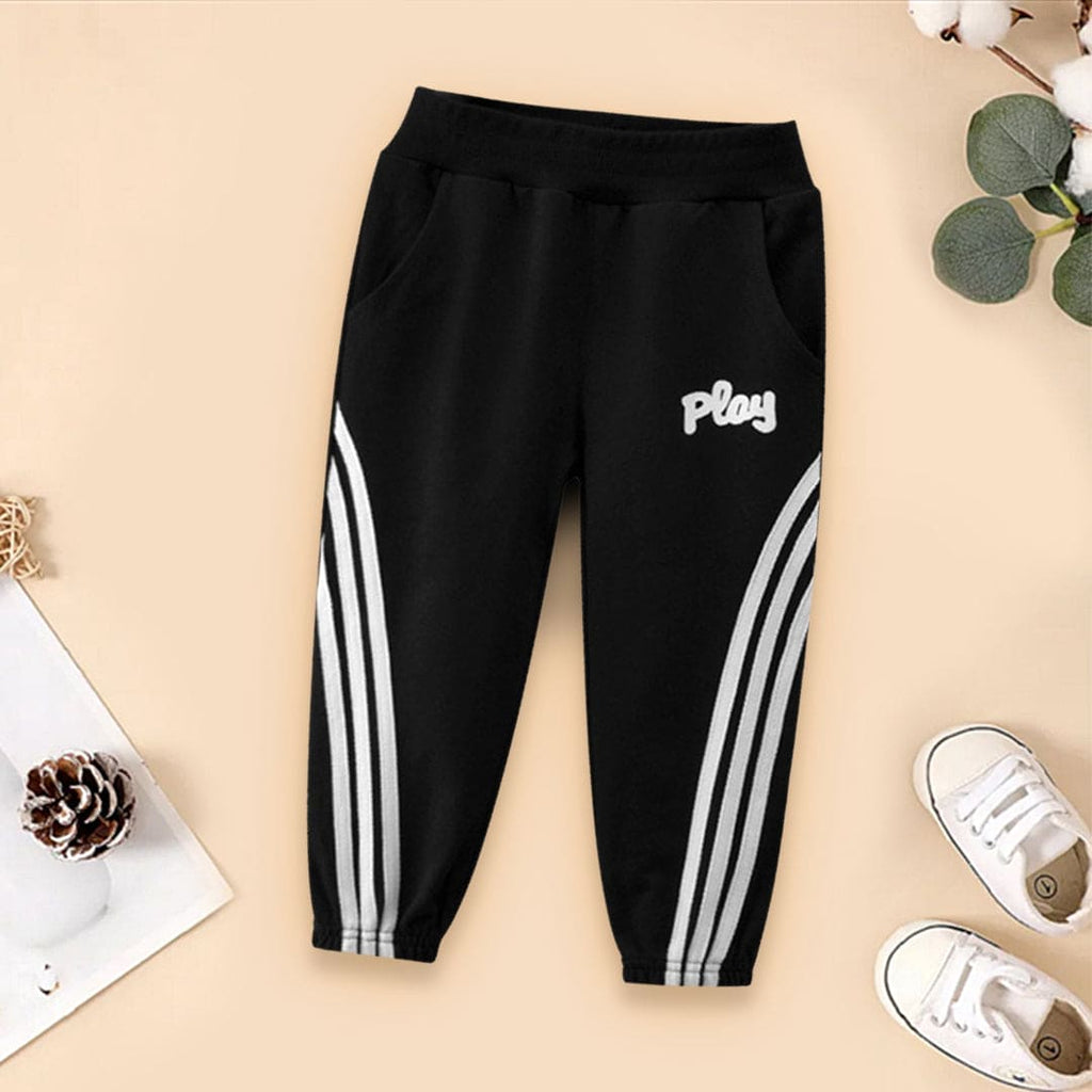 Elasticated Jogger with Diagonal Stripes and Cross Pockets Joggers Black 1-2 Y 