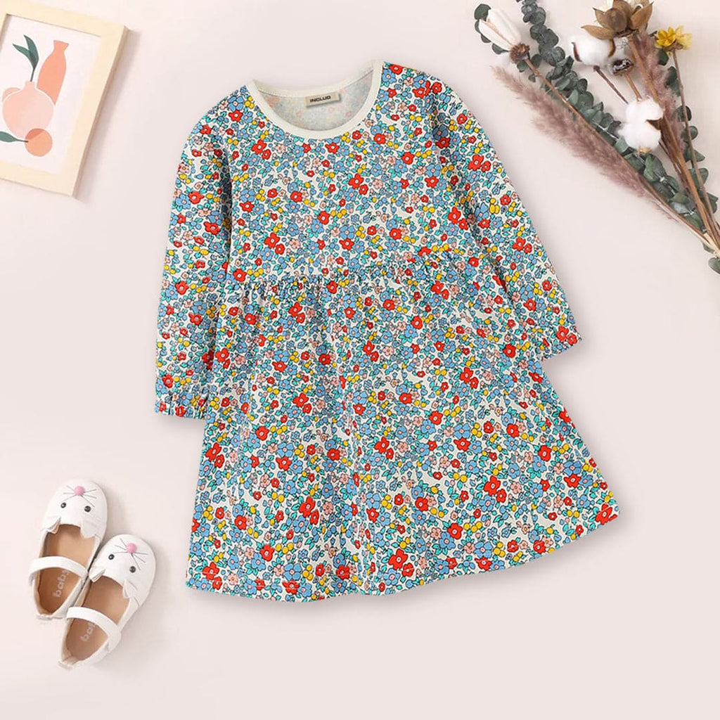 Girls Floral Print Dress Casual Dresses Multicolor 1-2 Y 