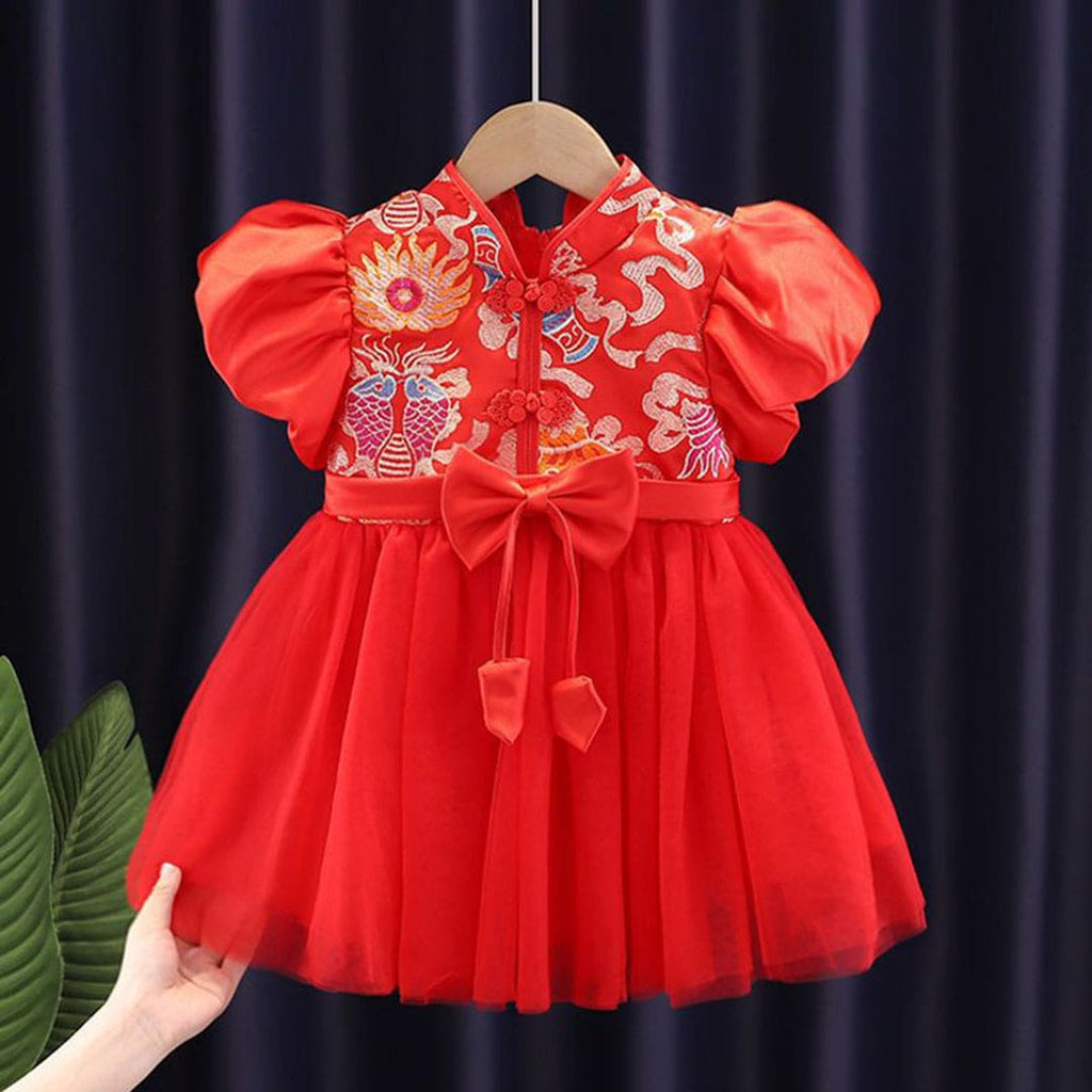 Girls Embroidered Tulle Party Dress Casual Dresses Style 1 1-2 Y 