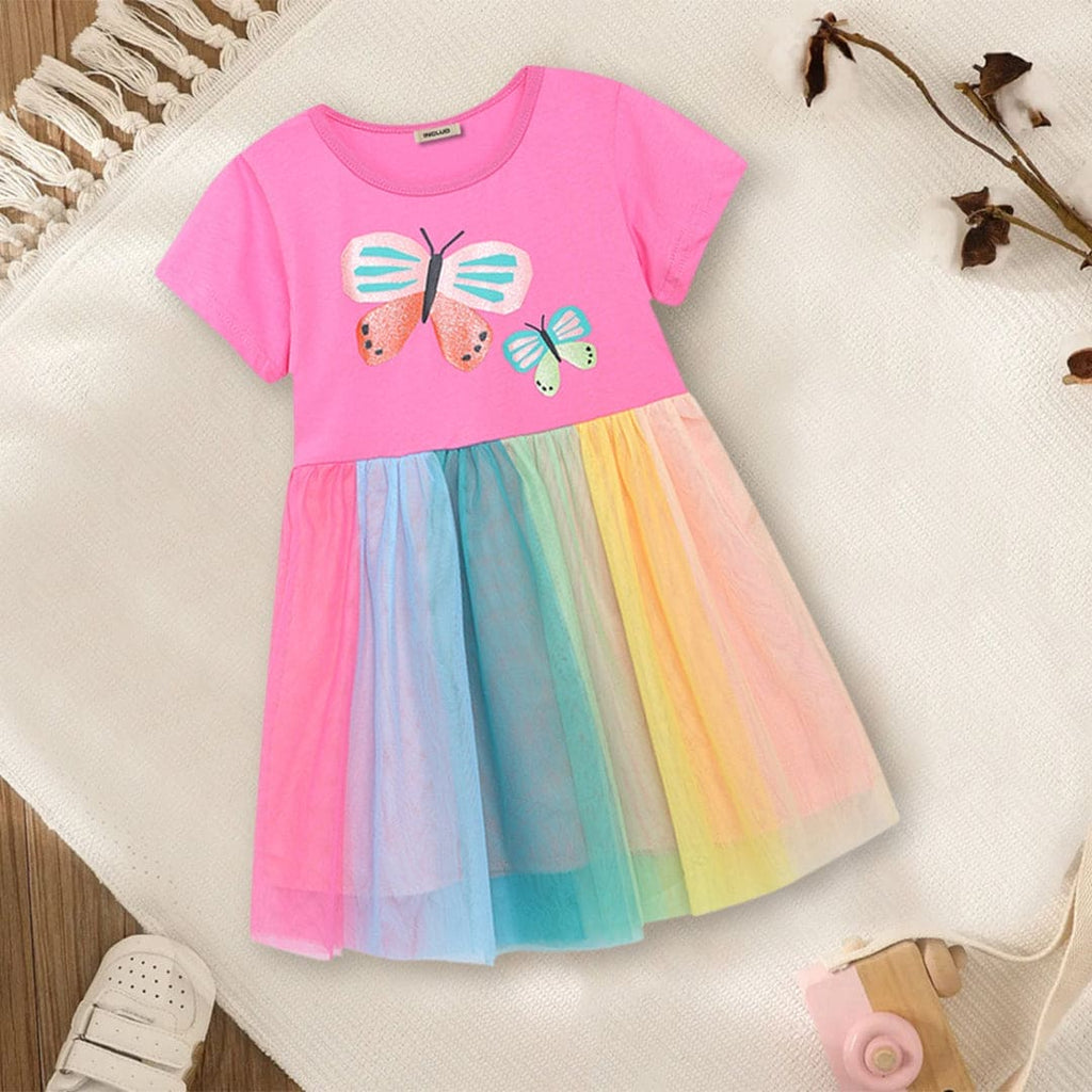 Girls Butterfly Rainbow Tulle Dress Casual Dresses Multicolor 1-2 Y 
