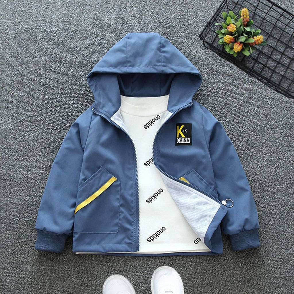 Boys Printed Hooded Windcheater Jacket Coats & Jackets Blue 1-2 Y