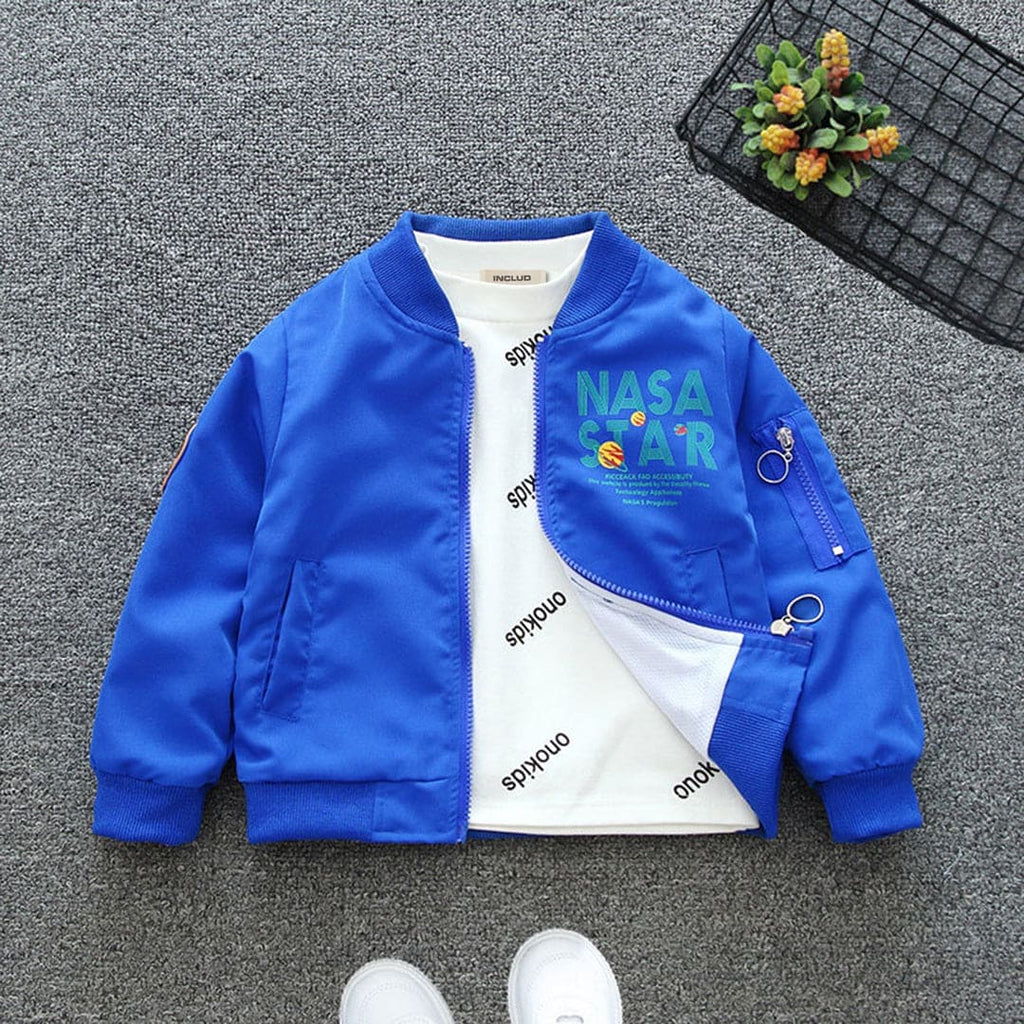 Boys Printed Bomber Jacket Coats & Jackets Blue 1-2 Y 