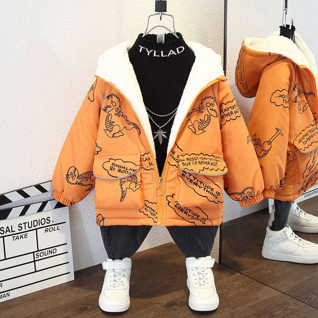 Boys Printed Hooded Fleece Jacket Coats & Jackets