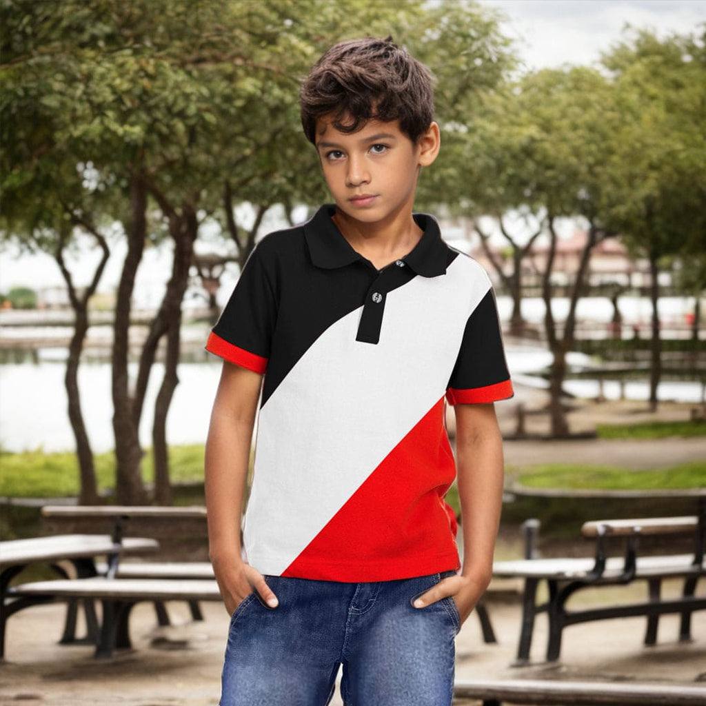 Boys Cut N Sew Polo Neck Tshirt with Shorts Set Sets Style 3 1-2 Y 