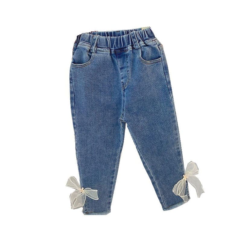 Girls Denim with Bow Applique Jeans Light Wash 1-2 Y 