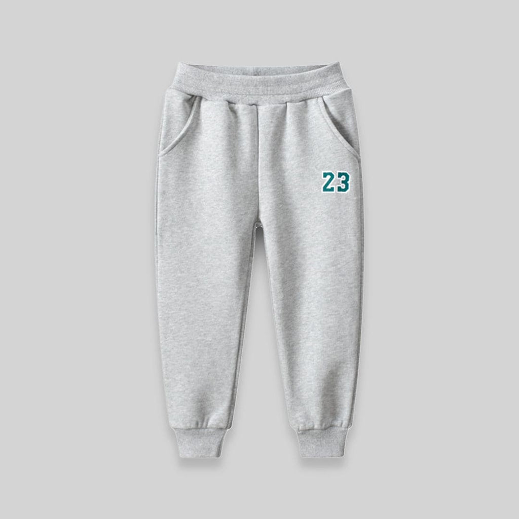 Girls Numeric Print Cross Pocket Elasticated Joggers Joggers Grey 1-2 Y