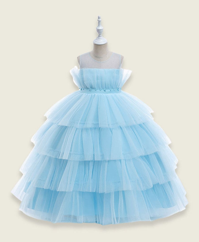 Girls Party Bouquet Gown Casual Dresses Blue 4-5 Y 