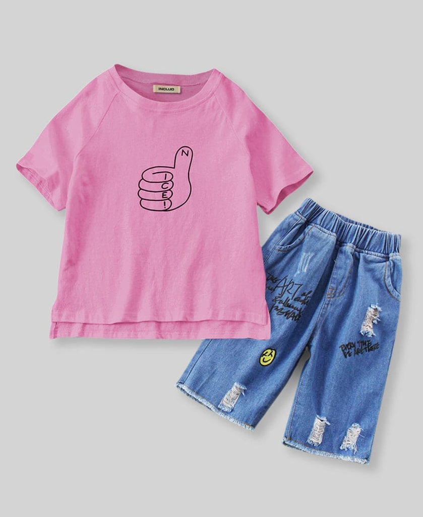 Boys T-shirt with Denim Trouser Sets Red 4-5 Y 