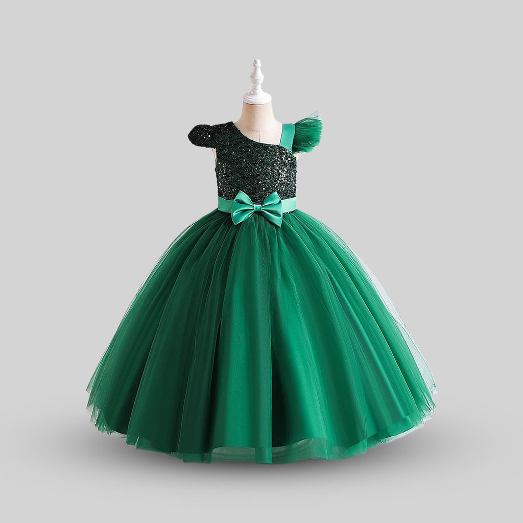 Girls Sequins Embellished Cap Sleeve Party Dress Party Dresses Green 6-7 Y 