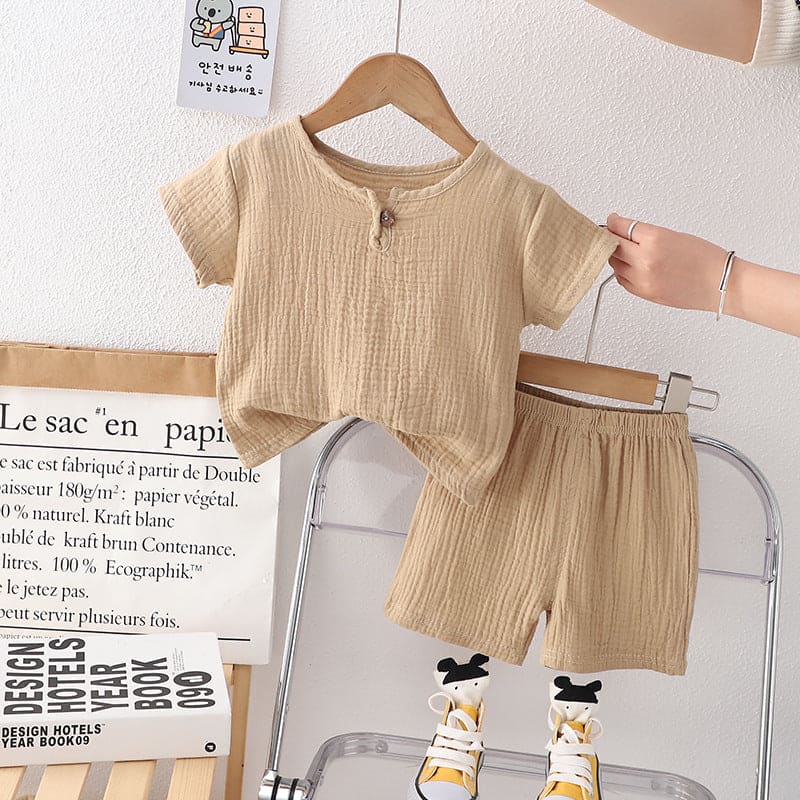 Boys Top With Elasticated Shorts Sets Khaki 1-2 Y 