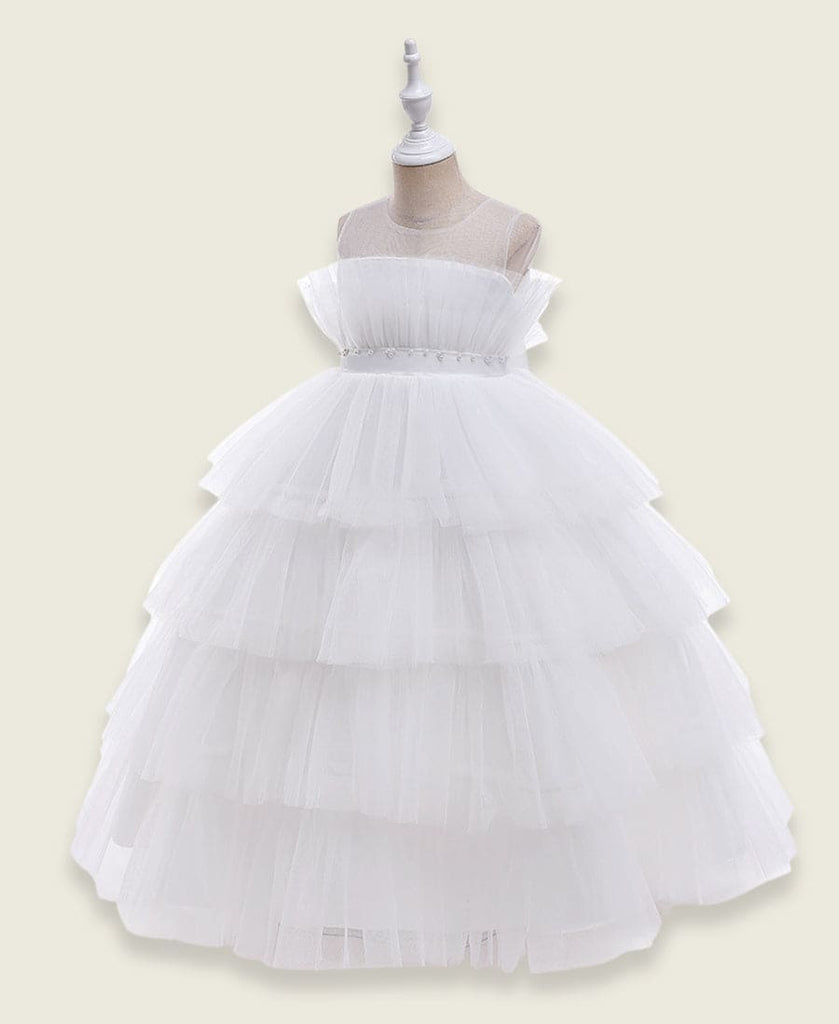 Girls Party Bouquet Gown Casual Dresses White 4-5 Y 