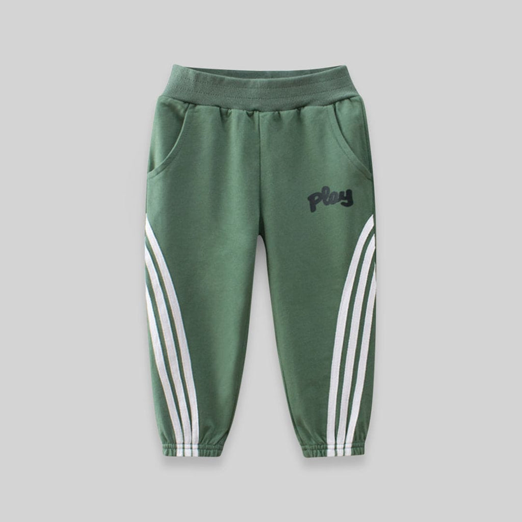 Elasticated Jogger with Diagonal Stripes and Cross Pockets Joggers Green 1-2 Y 