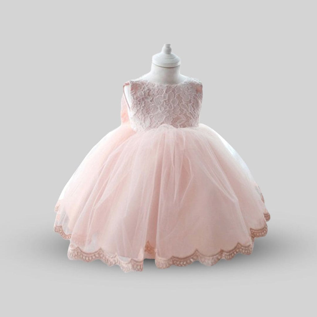 Girls Lace Embroidery Sleeveless Party Dress Party Dresses Peach 1-2 Y 