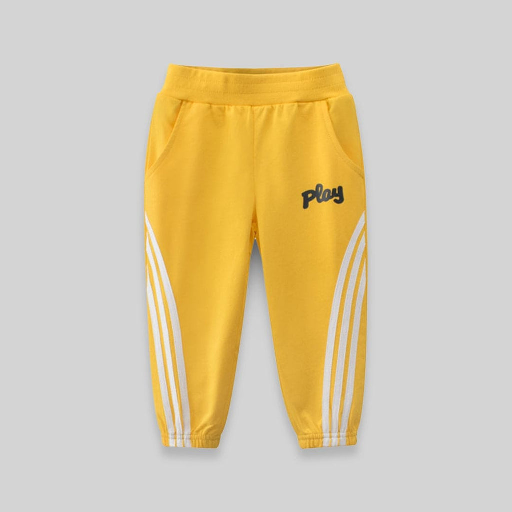 Elasticated Jogger with Diagonal Stripes and Cross Pockets Joggers Yellow 1-2 Y 