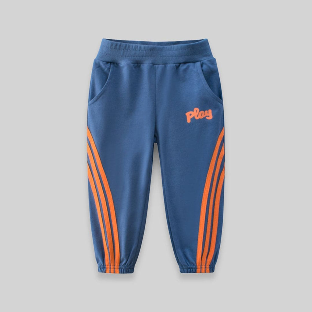 Elasticated Jogger with Diagonal Stripes and Cross Pockets Joggers Blue 1-2 Y 