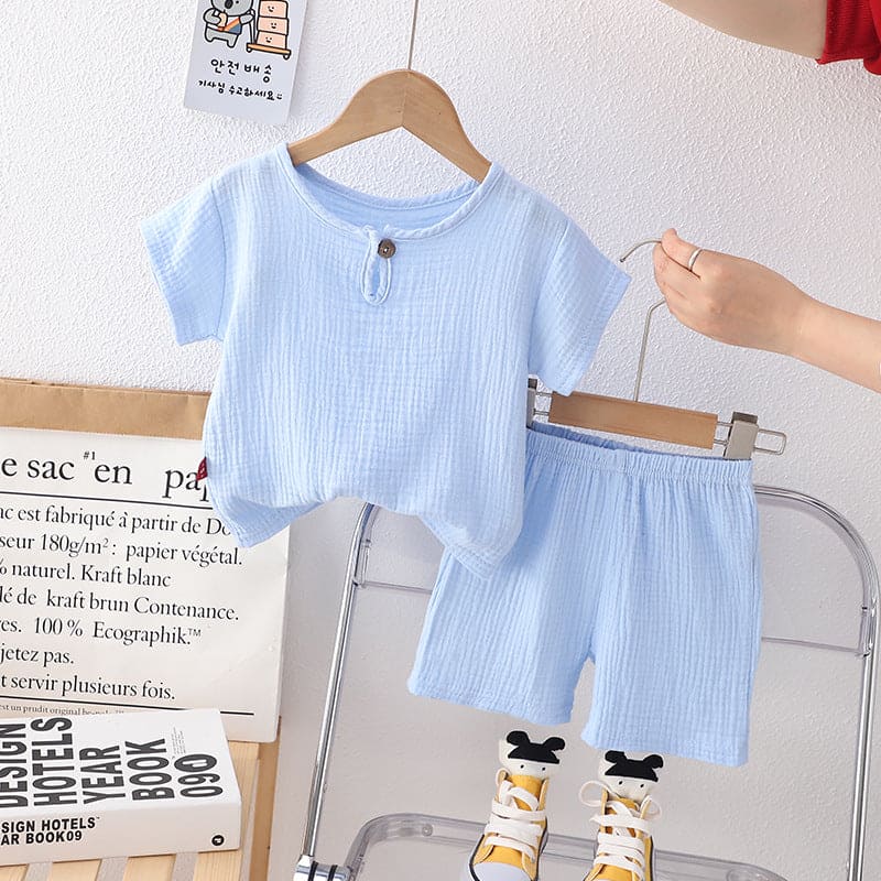 Boys Top With Elasticated Shorts Sets Light Blue 1-2 Y 