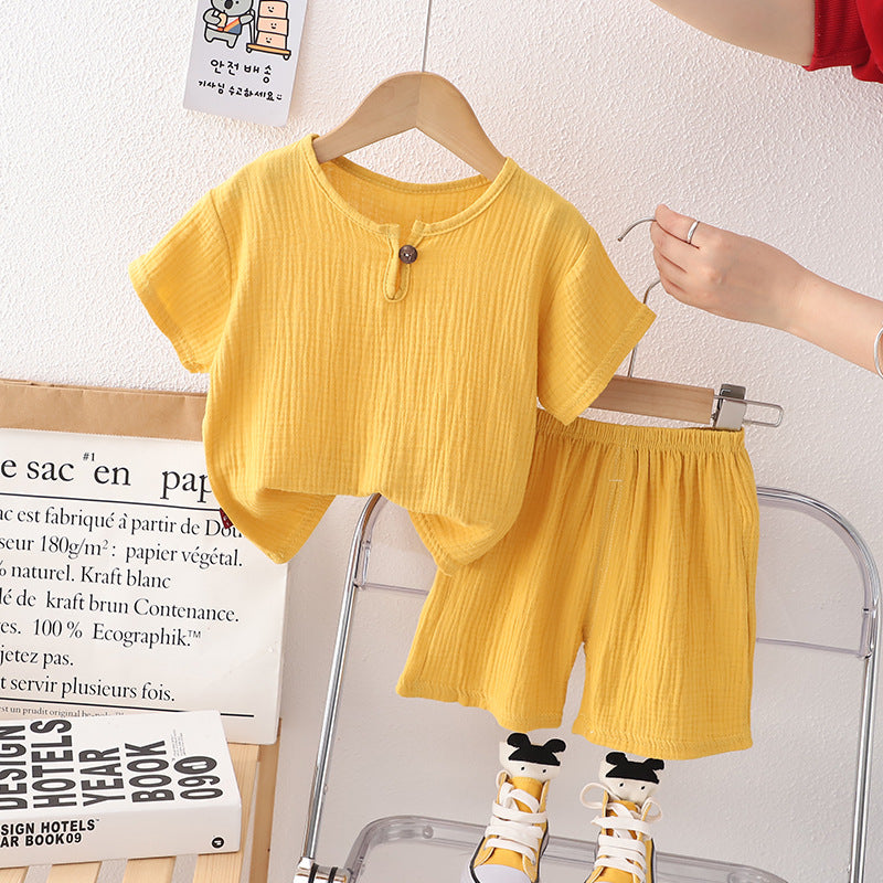 Boys Top With Elasticated Shorts Sets Yellow 1-2 Y 