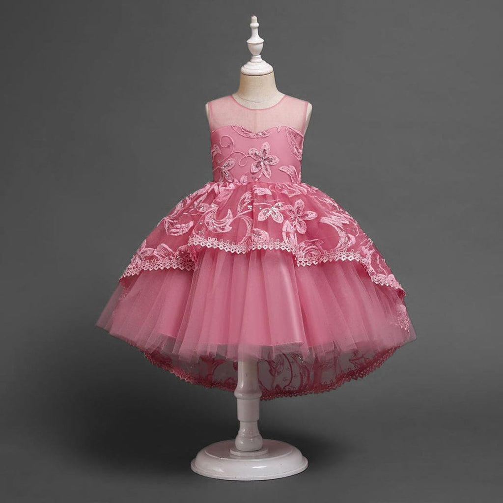 Girls Embellished Balloon Shape Party Wear Dress Party Dresses Pink 2-3 Y 