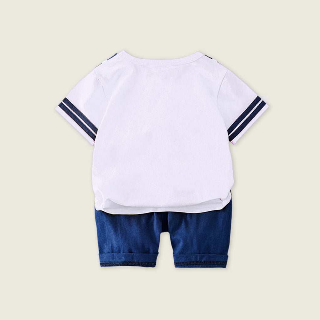 Boys Short Sleeve T-Shirt With Elasticated Shorts Sets White 1-2 Y 