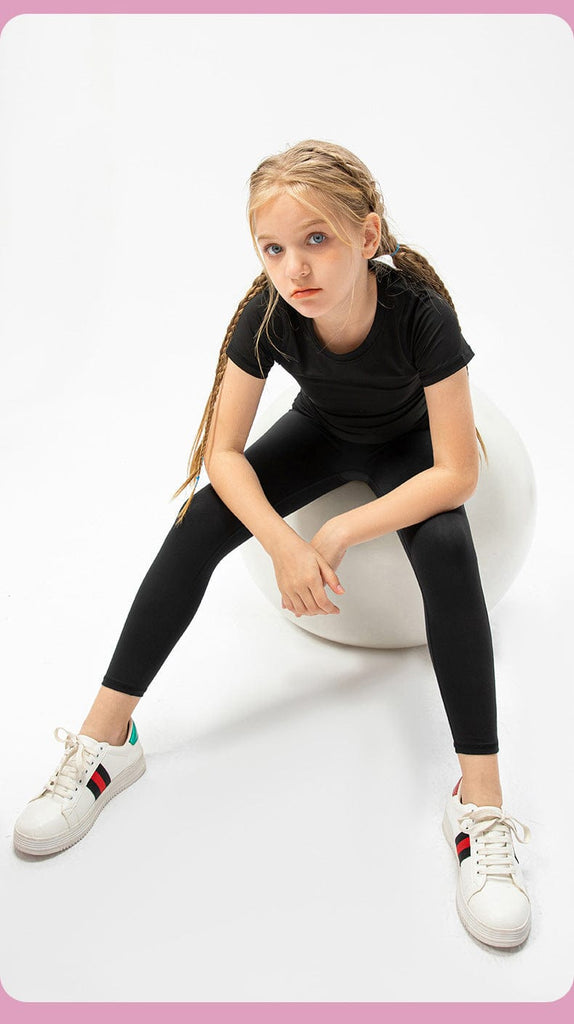 Girls Training Leggings Sports Bottom Black 6-7 Y 
