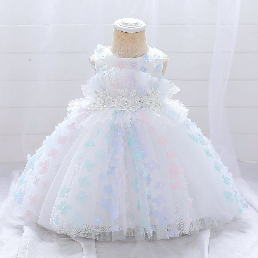 Self Design Sleeveless Party Dress Casual Dresses White 1-2 Y 