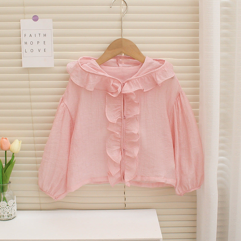 Girls Long Sleeve Hooded Thin Top Tops Pink 1-2 Y 