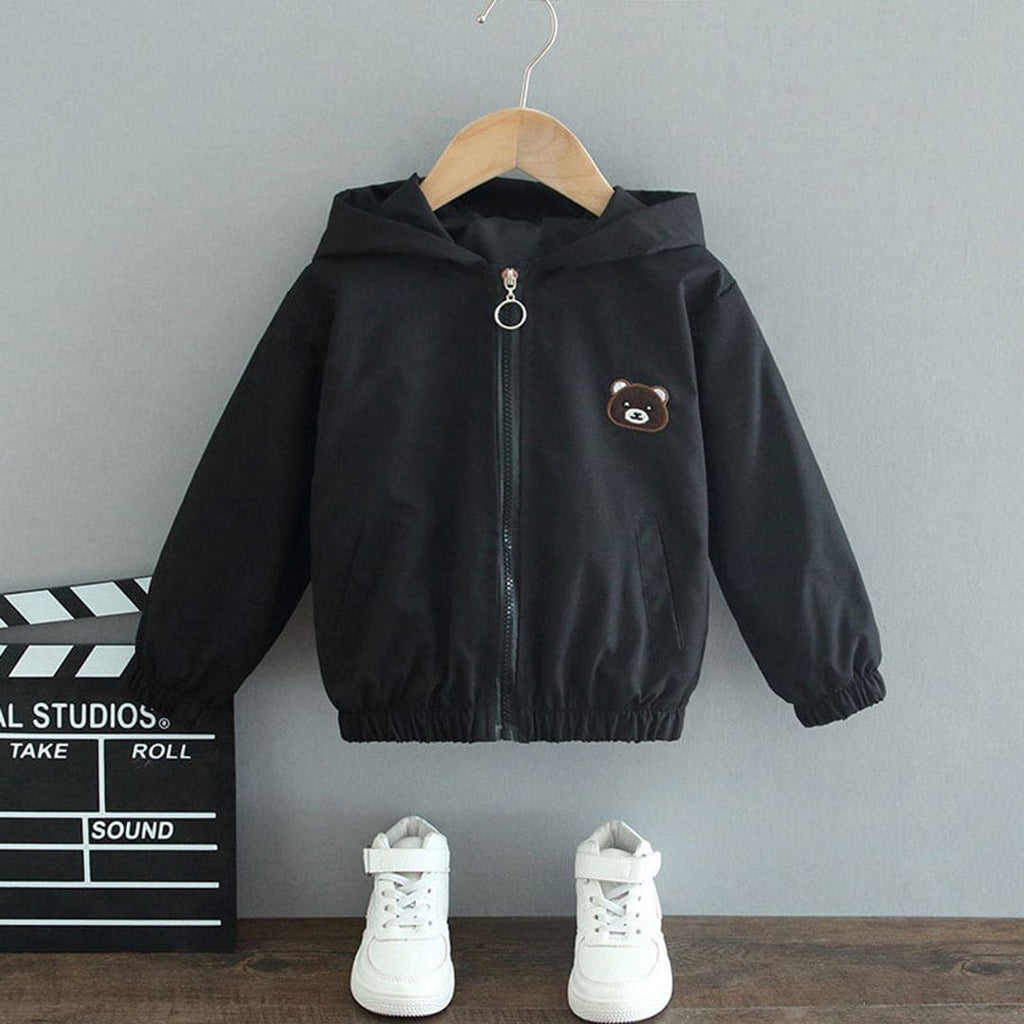 Girls Solid Hooded Jacket Coats & Jackets Black 1-2 Y 