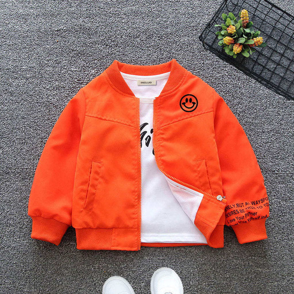 Boys Solid Bomber Jacket Coats & Jackets Orange 1-2 Y