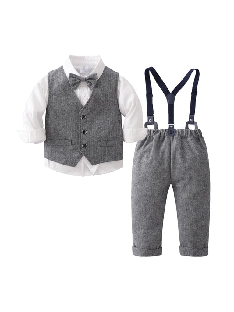 Boys Shirt with Suspender Trousers & Waistcoat 3pc Set 3 pc. Sets Gray 1-2 Y 
