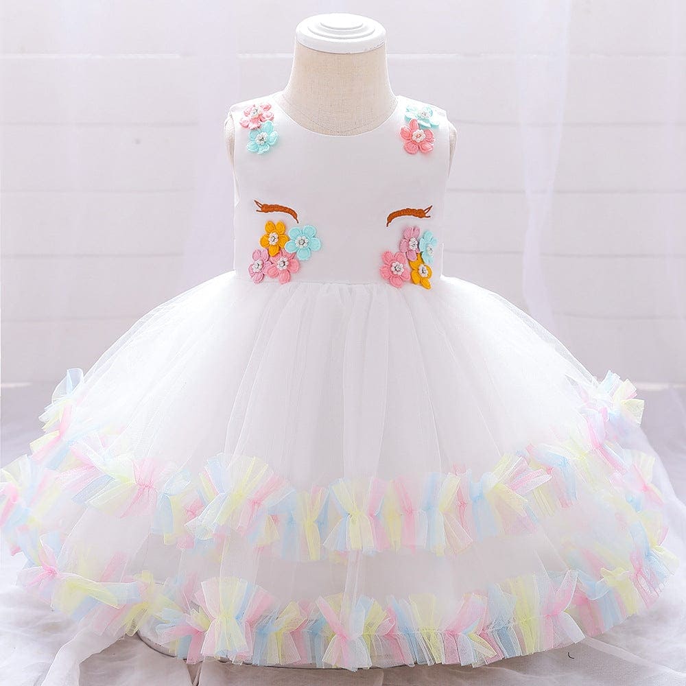 Unicorn Flower Dress Casual Dresses White 1-2 Y 