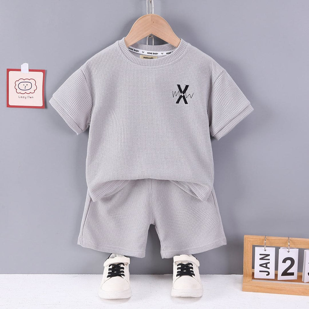 Boys Textured Knit Two Piece Set Sets Grey 1-2 Y