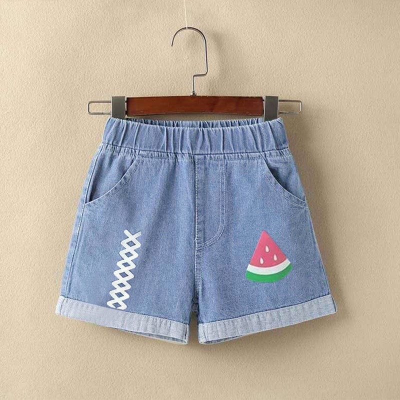 Denim Shorts With Applique Shorts Watermelon Print 2-3 Y 