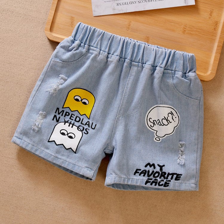 Elasticated Printed Shorts Shorts Denim With Face Print 2-3 Y 