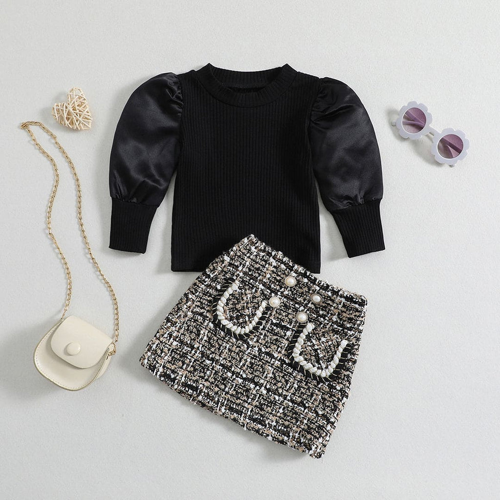 Girls Full Sleeves Top with Pencil Skirt Set Sets Black 1-2 Y 
