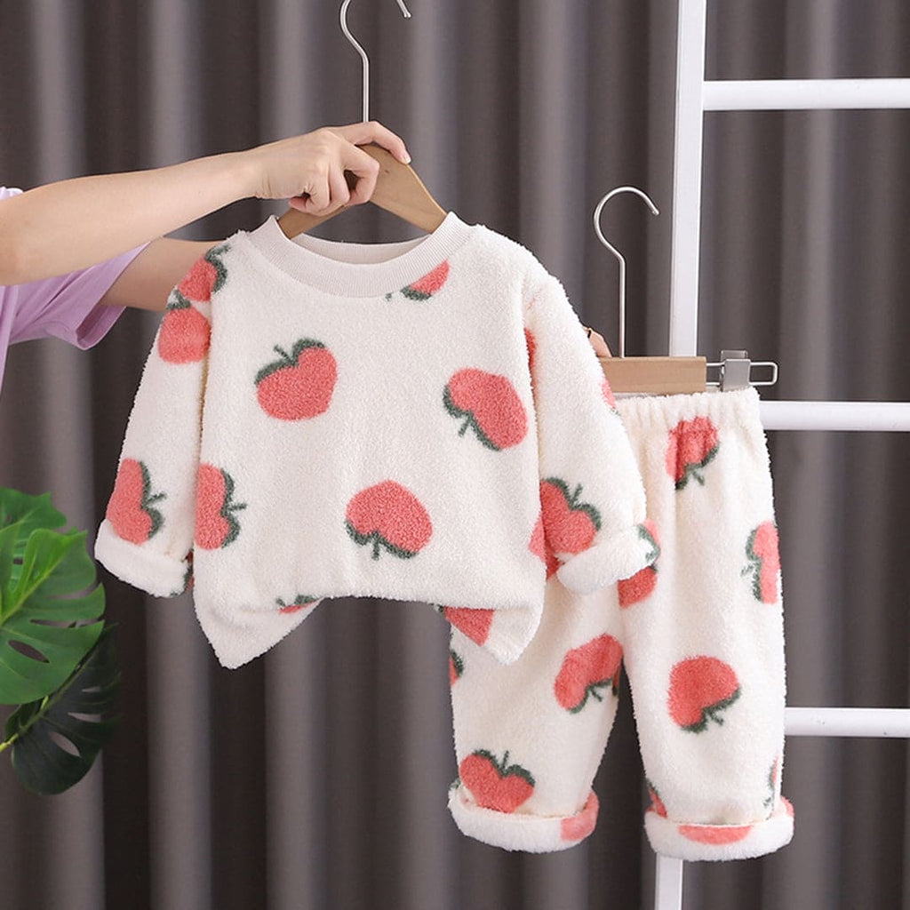 Girls Printed Sweatshirt with Pajama Set Winterwear Sets Off White 1-2 Y 