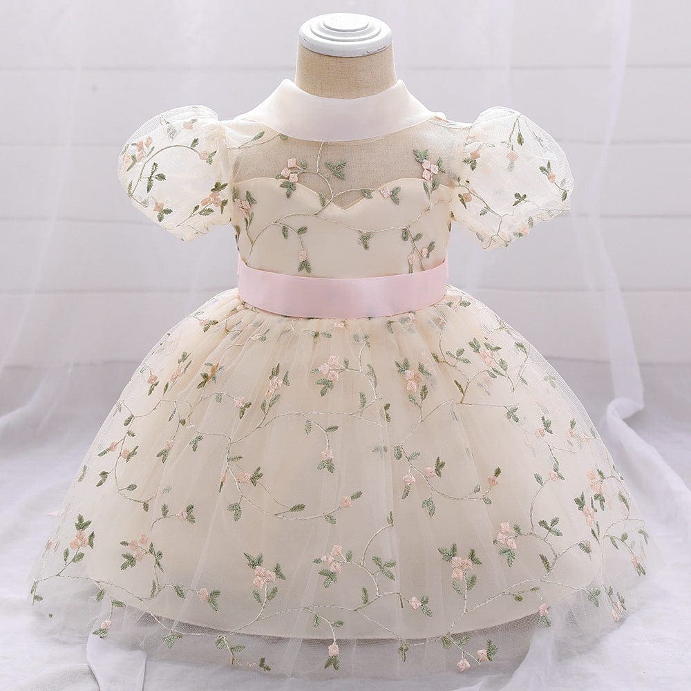 Net Embroidery Dress Casual Dresses Cream 1-2 Y 