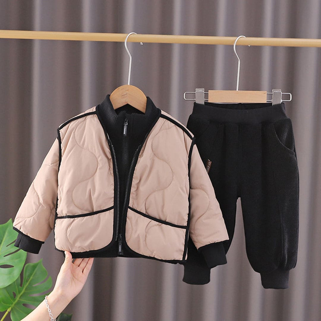 Boys 3 Piece Set Jacket & Joggers Set Sets Beige 1-2 Y 