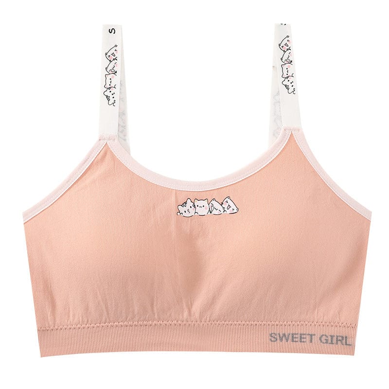 Girls Single Layer Premium Nylon Padded Beginners Bra Bra Pink 7-8 Y 