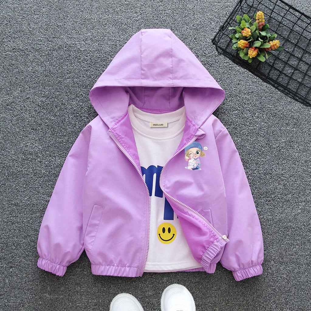 Girls Hooded Bomber Jacket Coats & Jackets Purple 1-2 Y 
